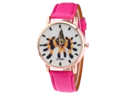 Reloj De Pulsera Analógico De Cuarzo Para Parejas Con Correa De Cuero Sintético, Estilo Moderno (rojo Y Rosa)