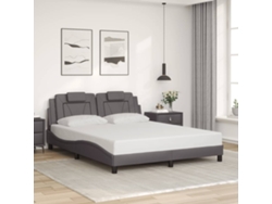 Estructura De Cama Sin Colchón Cuero Sintético Gris 160x200 Cm