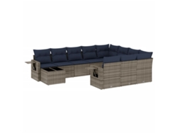 Maison Exclusive - Conjunto De Sofá De Jardín De 11 Piezas Con Cojines, Poliratán Gris