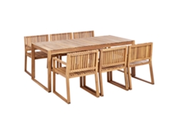 Conjunto de Comedor para 6 Personas BELIANI Sassari Ii de Madera de Acacia Con Certificado Fsc Madera Clara 180X90X75