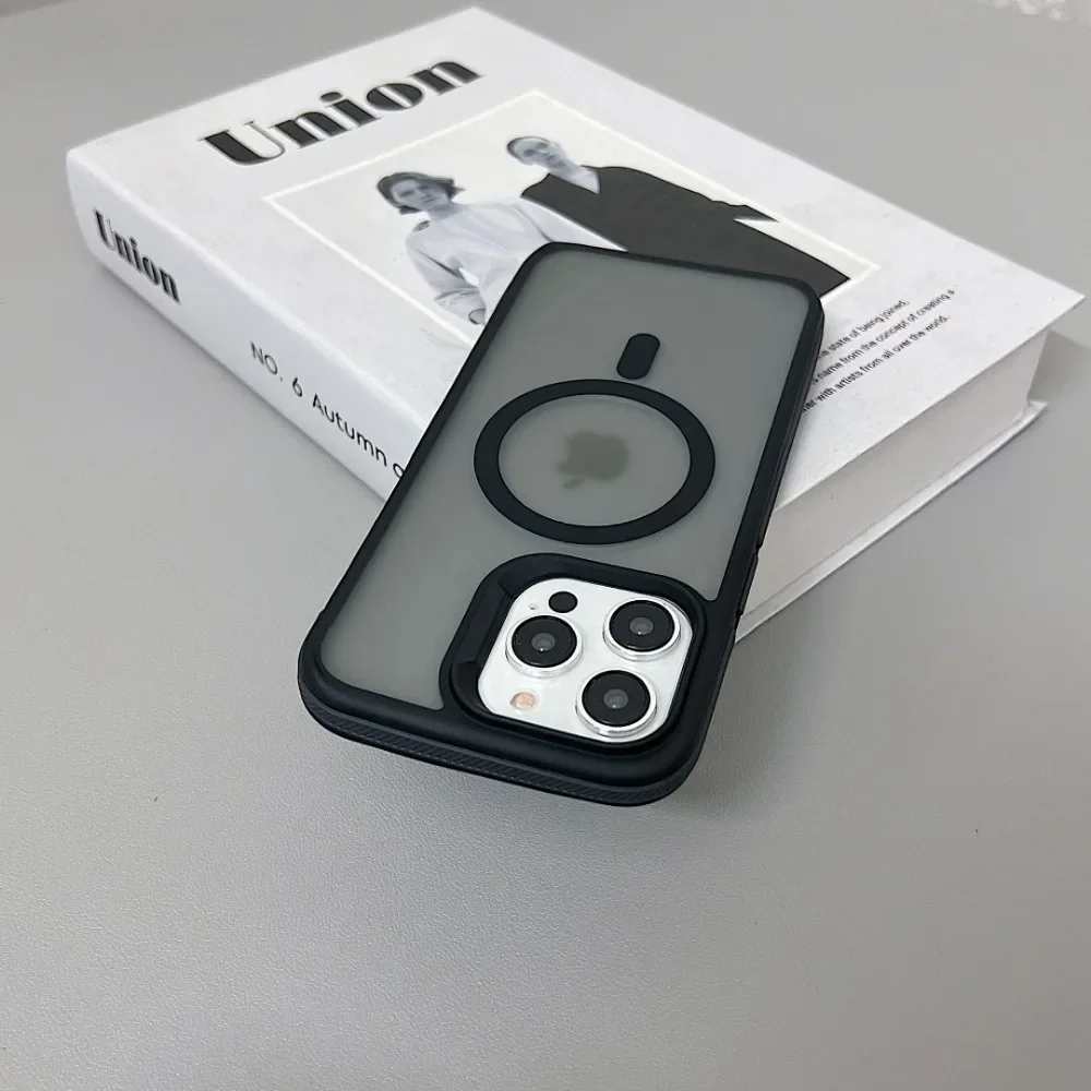 (iphone 12 Pro, Negro) Funda Protectora Mate Translúcida A Prueba De Golpes Para Iphone, Compatible Con Carga Inalámbrica Magsafe.