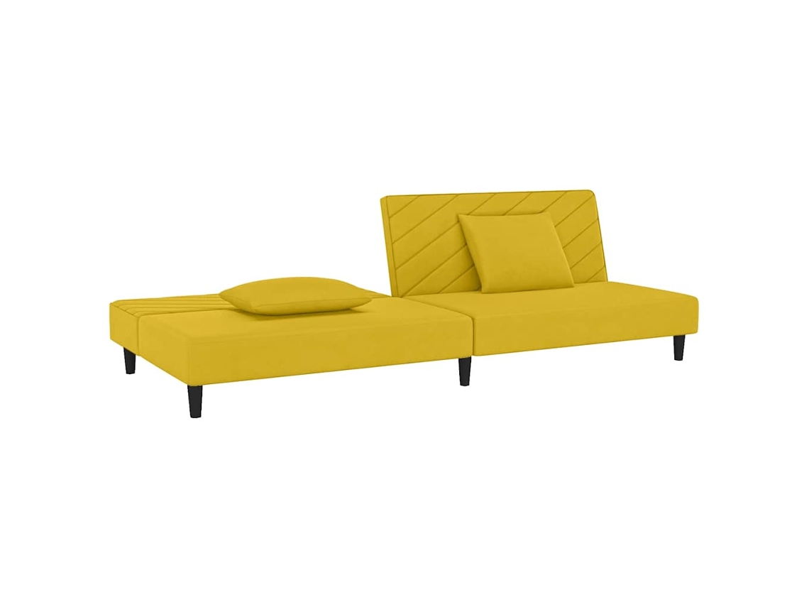 Sofá Cama De 2 Plazas Con Dos Almohadas Terciopelo Amarillo