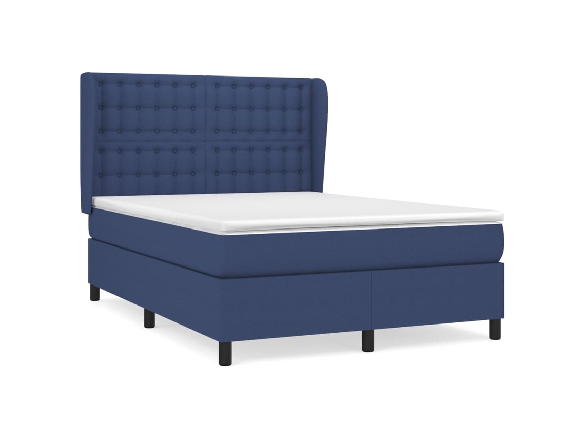 Maison Exclusive - Cama Box Spring Con Colchón Tela Azul 140x190 Cm