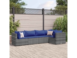 Conjunto de jardín de 5 piezas con cojines, ratán gris, DKD Home Decor
