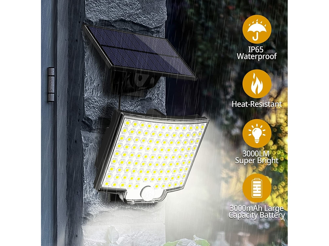 2 piezas - Con control remoto - Luz solar para exteriores Elfeland 106 LED superbrillantes con sensor de movimiento LED solar de alta potencia Candee