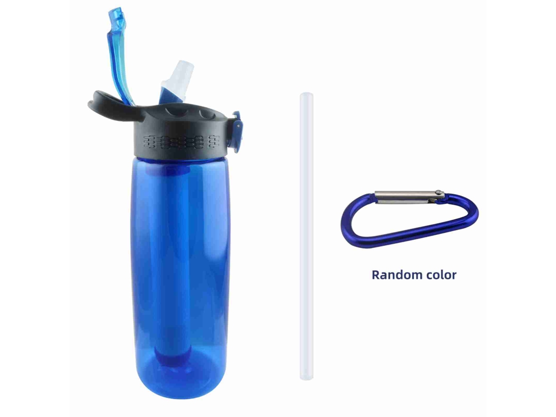 Botella De Agua Tritan Con Filtro, Libre De Bpa, Tapa Con Cierre, Estilo Brújula, Ligera Para Senderismo, Acampada Y Viajes - Azul