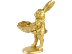Soporte Pequeño De Resina Para Exhibir Joyas, Bandeja Decorativa Dorada Con Forma De Conejo.