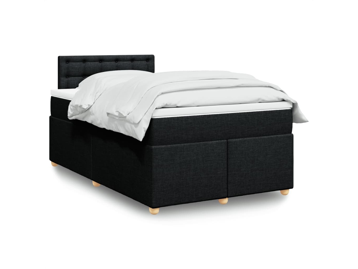 Cama Box Spring Con Colchón Tela Negro 120x200 Cm
