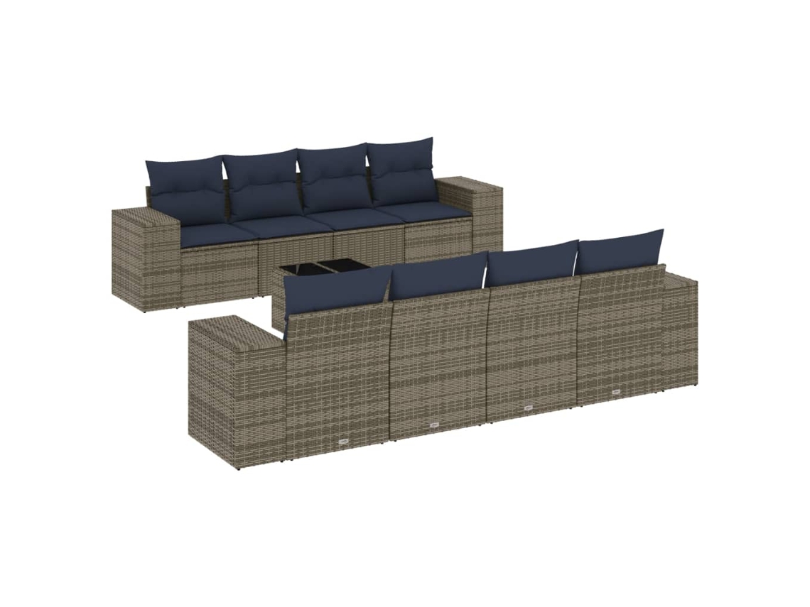 Maison Exclusive - Conjunto De Sofá De Jardín De 9 Piezas Con Cojines, Poliratán Gris