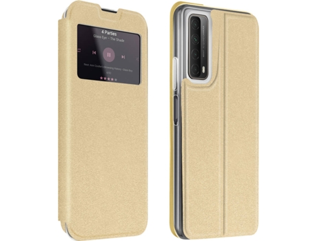 Funda Huawei P smart 2021 AVIZAR Cartera Ventana Dorado