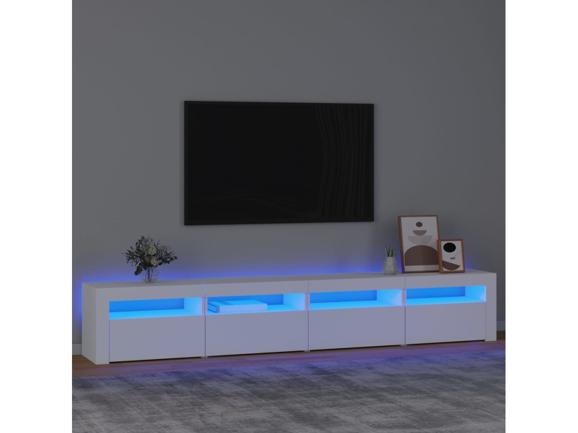 Estantería/Mueble de TV con luces Led 240X35X40 Cm Blanco