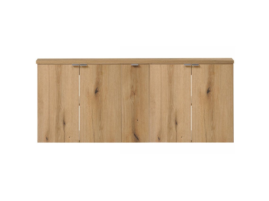 Mueble bajo lavabo Newport mural con 5 puertas 140x60x40 cm MDF - Roble