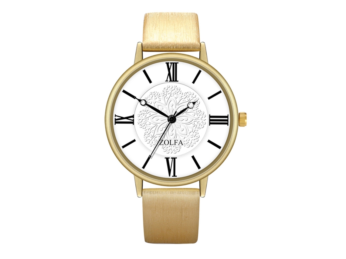 Reloj De Pulsera De Cuarzo Para Hombre Y Mujer Con Dial Redondo Moda (oro)