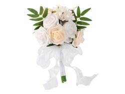 Ramo de rosas de seda de 11,4 pulgadas, con cinta Slowmoose