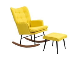 Silla Mecedora Con Reposapiés Cojín Acolchado Y Reposabrazos Carga 130 Kg Amarillo