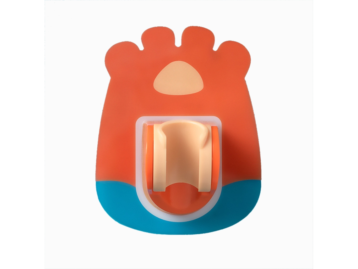 Soporte Para Cabezal De Ducha Impermeable Y Ajustable Sin Clavos Con Gancho, Color Naranja, Abs.