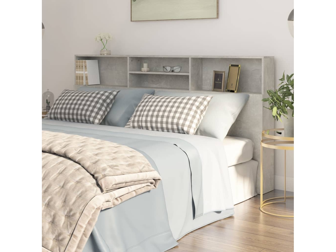 Mueble Cabecero Gris Hormigón 200x19x103,5 Cm