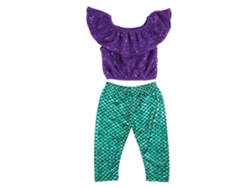 Conjunto De Traje De Baño De 3 Piezas Para Niñas Con Tiara, Lentejuelas Y Estampado De Escamas.