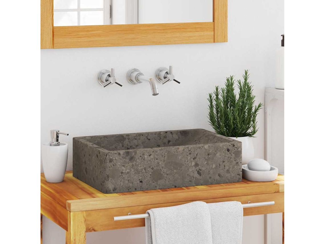 Lavabo 45x30x12 cm Mármol Gris Brillo DKD HOME DECOR
