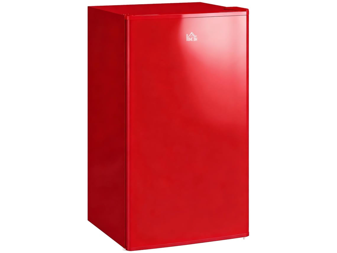 Mininevera de 91 litros, puerta reversible, congelador, clase energética E, 0-10 °C, silenciosa, práctica, de libre instalación, roja.