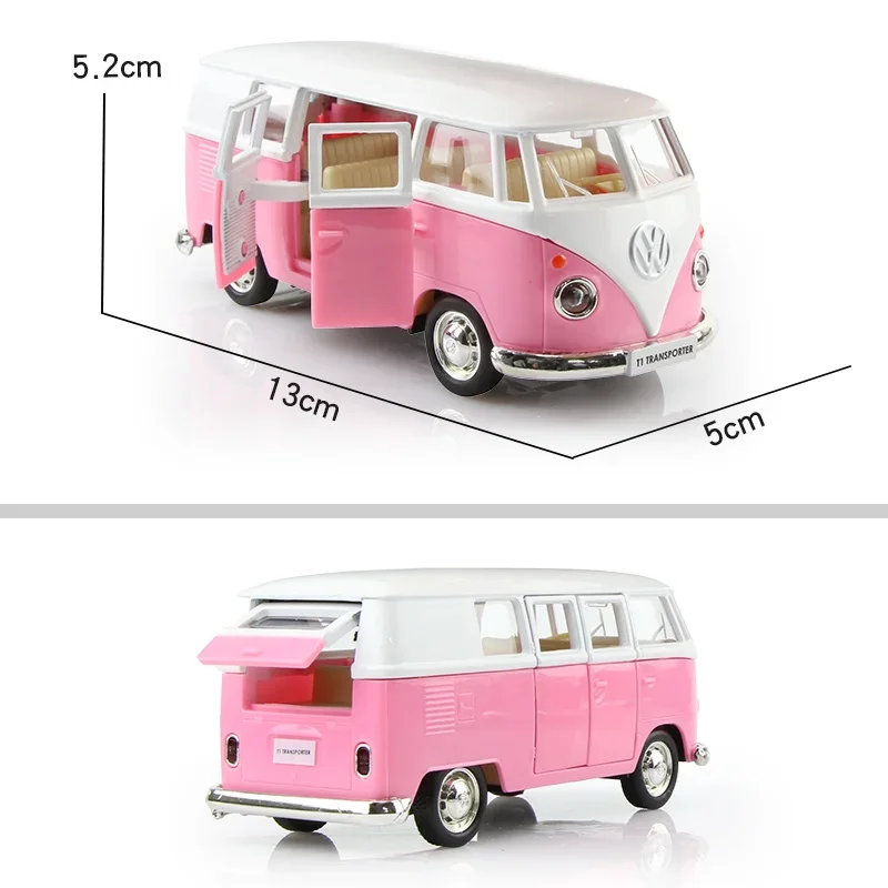 Miniatura de autobús de aleación de metal fundido a presión (rosa), escala 1/36 - Adorno en miniatura