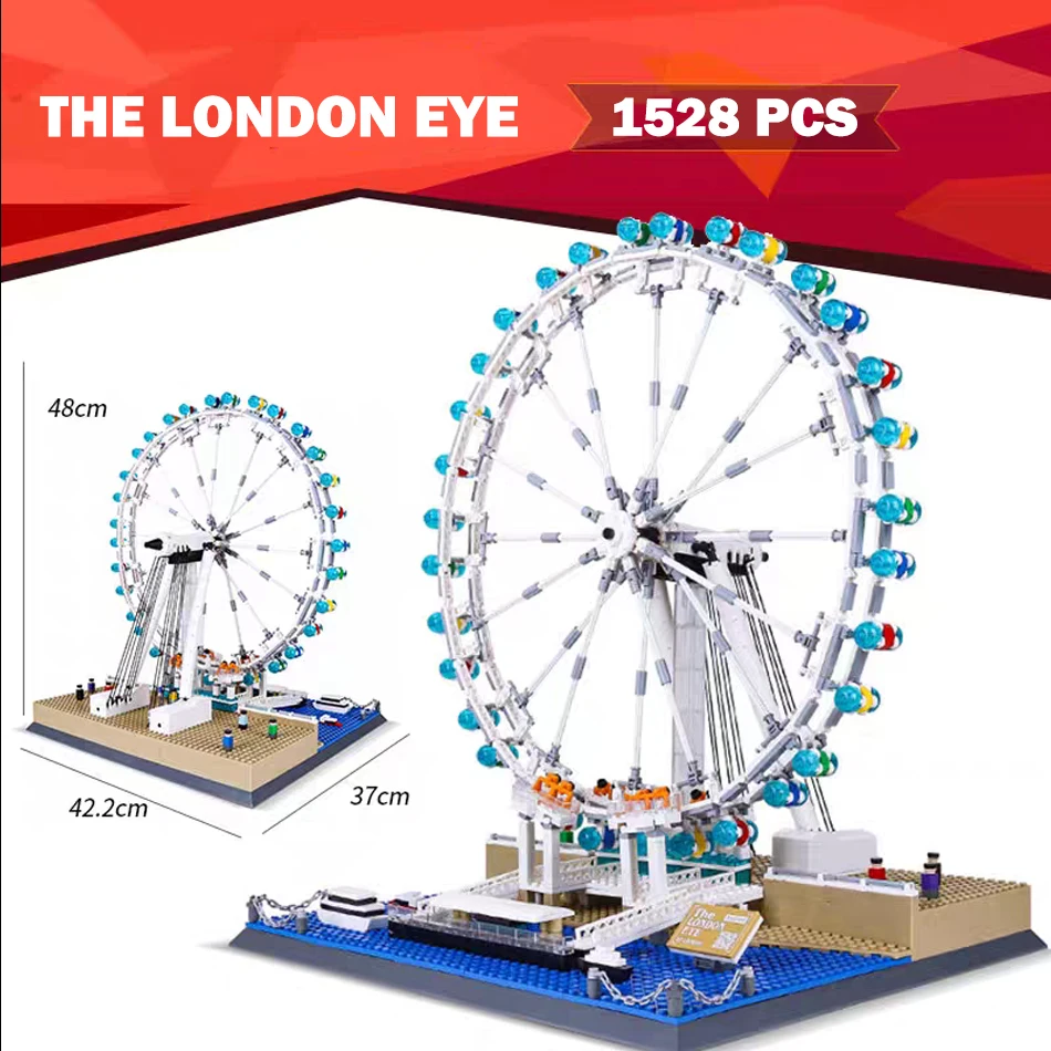 (1528 Piezas) Edificios De Fama Mundial - London Eye Norris Wheel - Street View Bloque Ensamblado