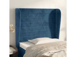 Cabecero Con Orejas De Terciopelo Azul Oscuro 103x23x118/128 Cm