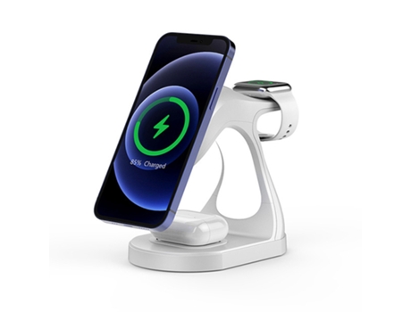 Cargador inalámbrico magnético, carga inalámbrica rápida de 15 W, ampliamente compatible con una variedad de dispositivos, blanco