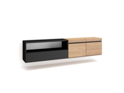Mueble TV Televisión 200x45x35cm Para TV hasta 80 Colgado Suspendido Roble y negro