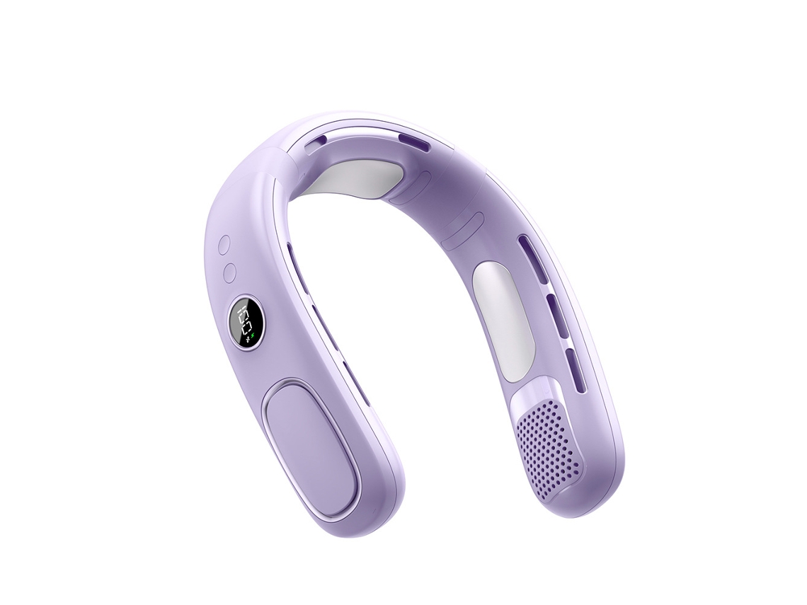 Ventilador portátil Digitallab para colgar en el cuello, diseño ultraligero y silencioso, 5 velocidades (morado)