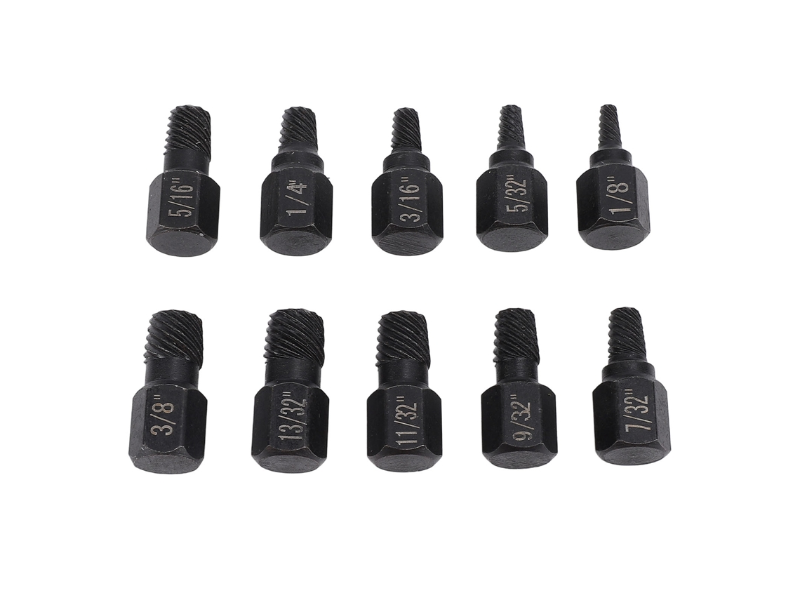 Juego De 10 Extractores De Tornillos Dañados Para Acero Cr V, De 1/8 Pulg. A 13/32 Pulg., Para Mantenimiento Automotriz.