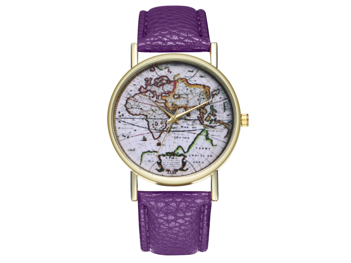 Reloj De Pulsera Analógico De Cuarzo Con Dial Redondo Para Mujer Y Hombre (morado)