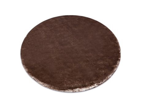 Alfombra de Lavado Moderna Lapin Círculo, Shaggy Antideslizante Marfil/Chocolate (koło 180 cm)