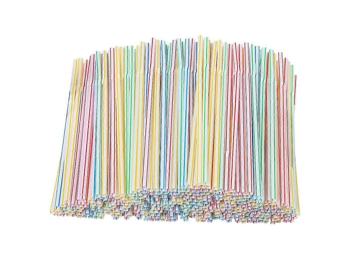 Pajitas de plástico a rayas multicolor Rosewell 300, 8 pulgadas de largo