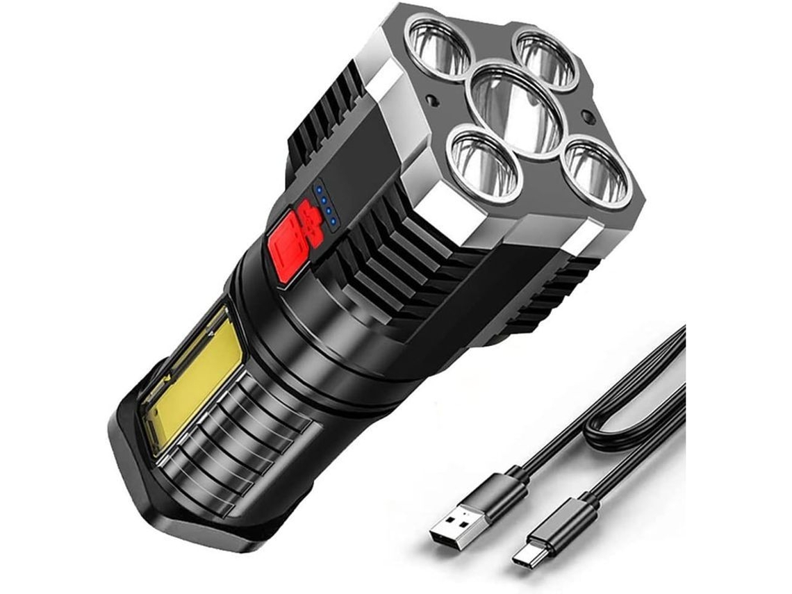 Linterna Led Recargable 5 Núcleos 4 Modos Luz Potente Impermeable Ipx-6 Para Camping Senderismo Emergencias