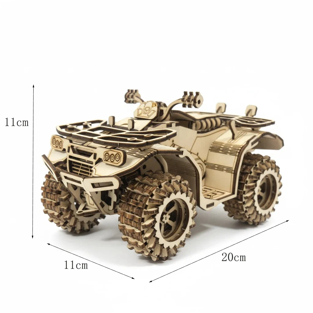 Rompecabezas 3d De Madera Para Armar Un Atv, Kit De Montaje De Modelo Cortado Con Láser.