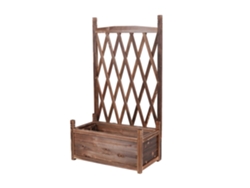 Caja de jardín de madera con enrejado, madera de pino resistente, gran espacio de cultivo, marrón, L