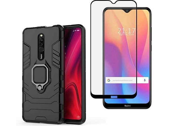 Kit Carcasa y Protector de Cristal Templado 5D Xiaomi Redmi 8 PHONOCARE Militar Negro