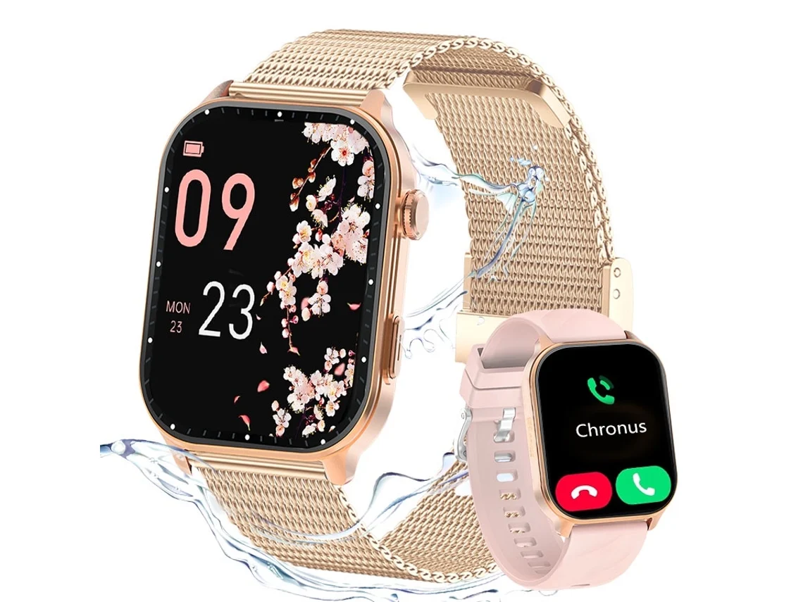 Smartwatch CHRONUS LC211 (2,01" - GPS - Llamadas - A Prueba de Agua 10M - Oro Rosa)