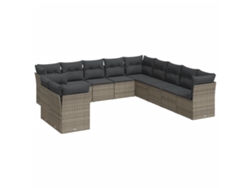 Maison Exclusive - Set De Sofás De Jardín 11 Pzas Y Cojines Ratán Sintético Gris