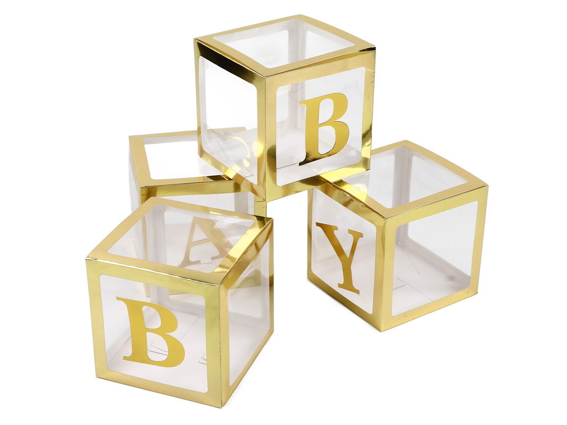 Caja De Globos Para Baby Shower Transparente Dorada Prepliegue Segura Decoración De Fiesta Cajas Para Bebé
