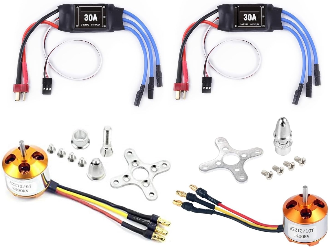 Paquete De 2 Motores Brushless Outrunner 2212 De 1400 Kv/2200 Kv Con Esc De 10t/6t + 30 A Para Piezas De Cuadricóptero