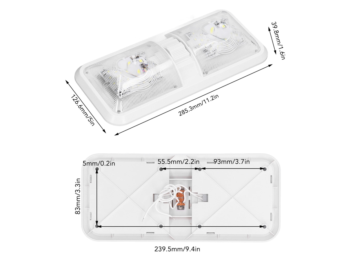 2026-as-luz Interior Led Techo Para Rv Barco 2 Dome 600lm 12v Interruptor 3 Vías Luz Blanca 4000-4500k
