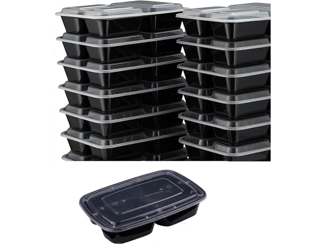 Recipientes De Preparación De Comidas Con Compartimentos - Plástico Libre De Bpa - 25 Paquetes
