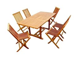 Conjunto de Comida CONCEPT U Kajang Teca Sólida 6 Personas: Mesa Rectangular + 6 Sillas