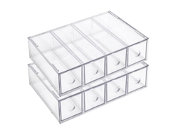Pequeño organizador de plástico con asas para baño, armario o estante, para guardar accesorios y frascos de medicamentos Truyuety