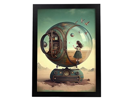 NACNIC Poster Biblioteca De Vidrio En Estilo Surrealismo Cinematográfico Ilustraciones Y Grabados De Historieta Abstracta Y Artística A3 Marcos Neg...