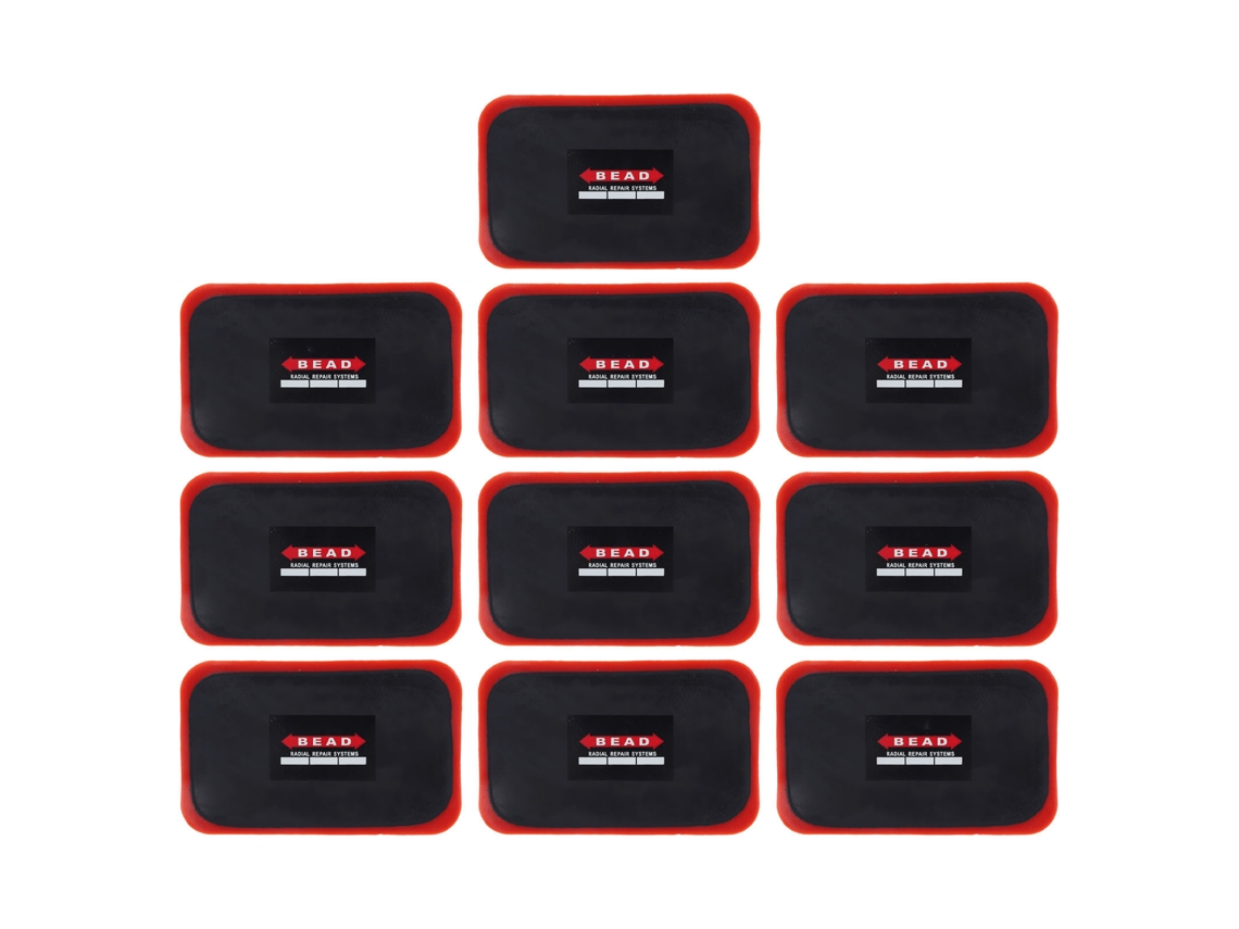 10 Parches De Pneu De Borracha Retangular 80x130mm Grosso Com Adesivo Forte Para Moto Bicicleta Carro