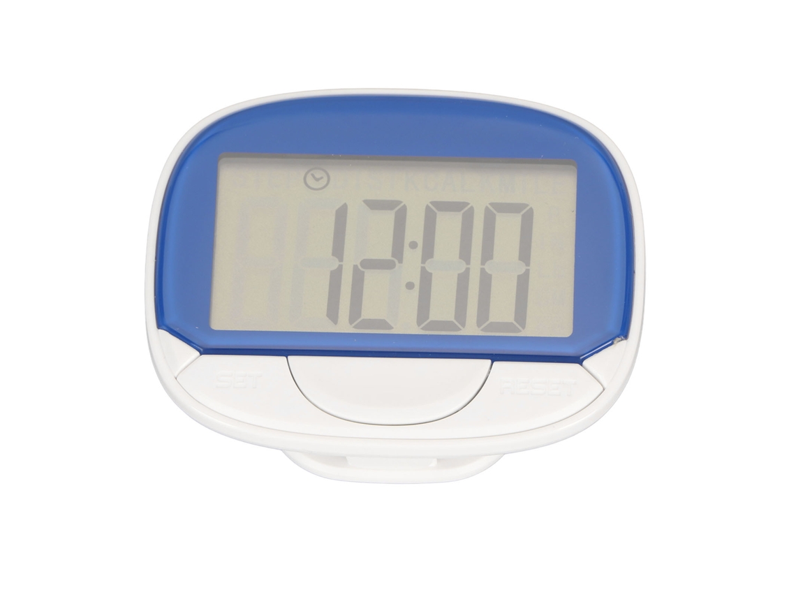 Podómetro para pasos y calorías, pantalla grande, distancia, clip, multifuncional, azul S / BRAND