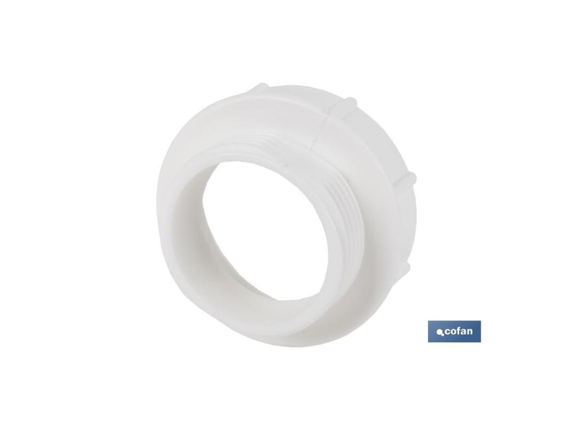 Adaptador convertidor 1 1/4 macho - 1 1/2 hembra para tubo flexible